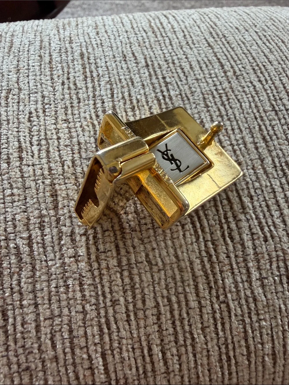 Yves Saint Laurent Belt Buckle Two Tone Replacement For Reversible 1” Belt Italy